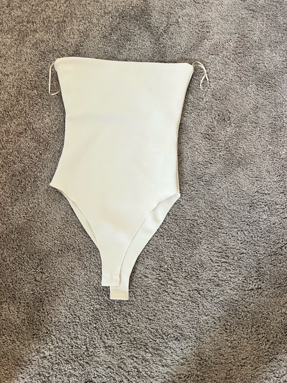 Zara Cream Strapless Textured Bodysuit